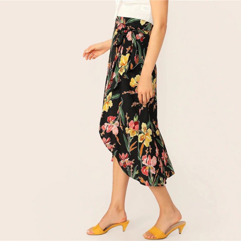 Boho Ladies High Waist Shift Mid-Calf Skirts - Image 3
