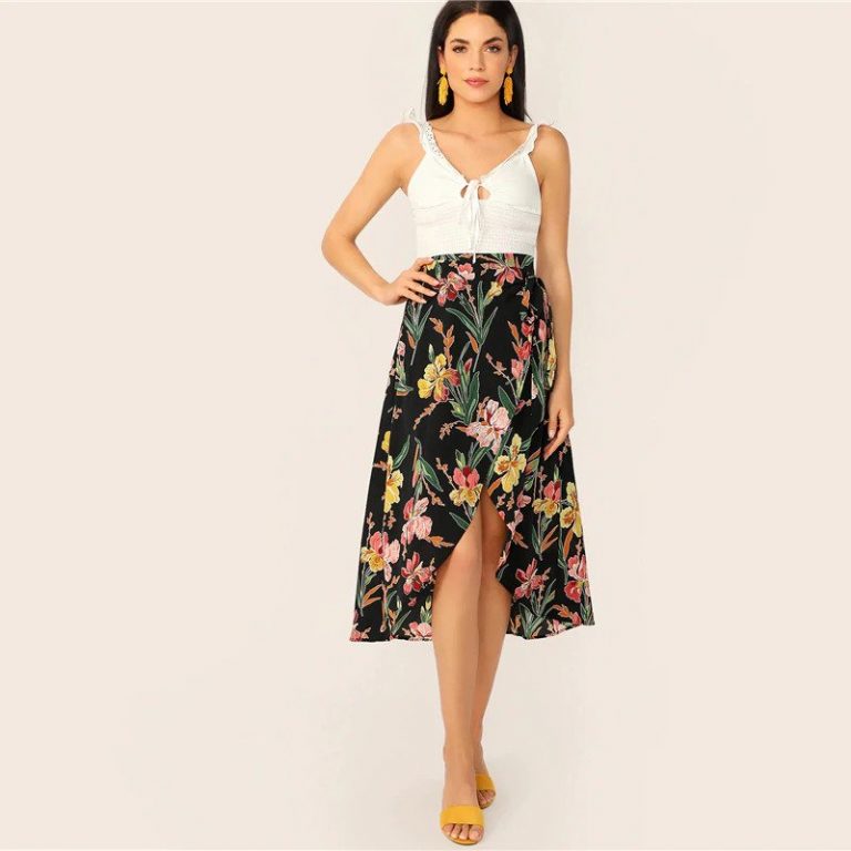 Boho Ladies High Waist Shift Mid-Calf Skirts - Image 4