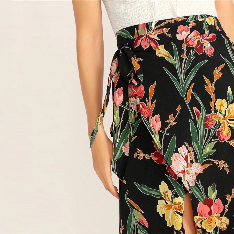Boho Ladies High Waist Shift Mid-Calf Skirts - Image 5