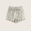 Women Boho Silver Drawstring Waist Pleated Loose Shorts - Image 2