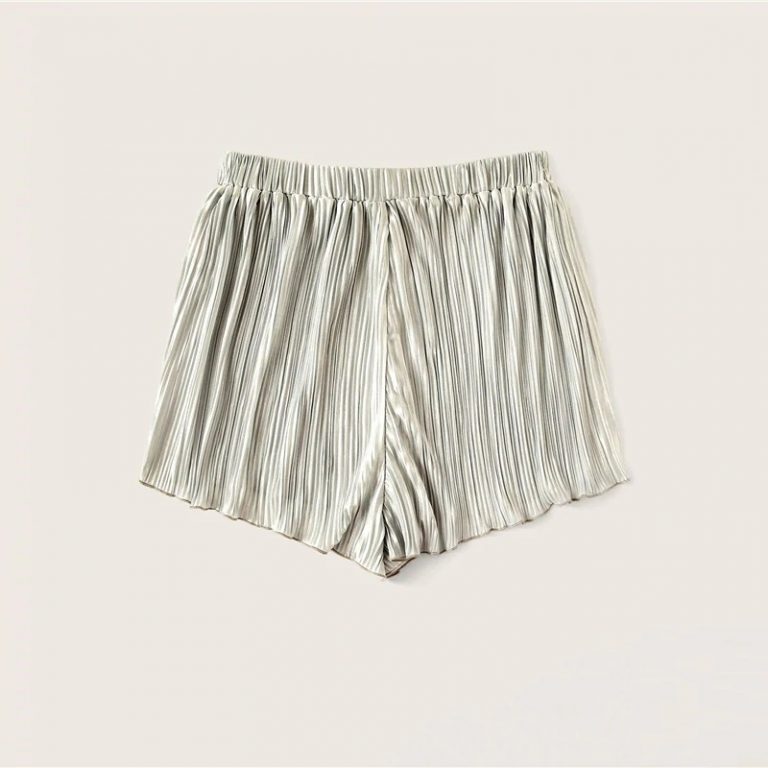 Women Boho Silver Drawstring Waist Pleated Loose Shorts - Image 5