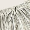Women Boho Silver Drawstring Waist Pleated Loose Shorts - Image 4