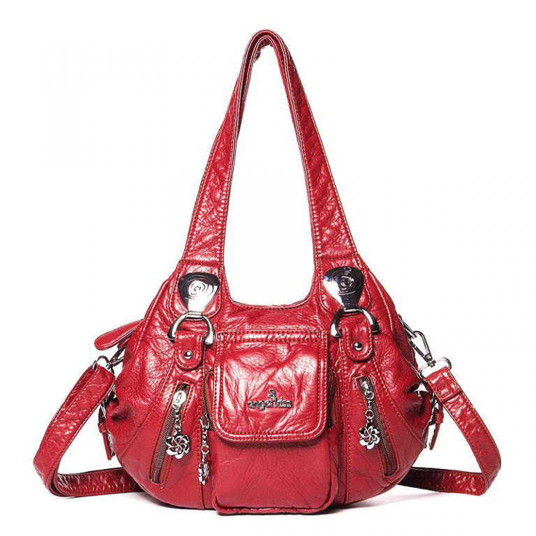 Women Casual Soft Leather Multi-Pockets Handbag - Image 9