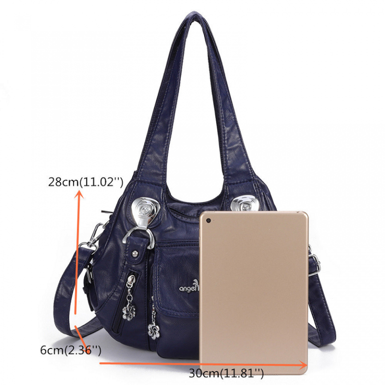 Women Casual Soft Leather Multi-Pockets Handbag - Image 10