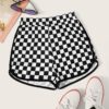 Women Checker Print Dolphin Hem Shorts