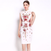 Women Chiffon Floral Embroidery Sweet short Pencil dress