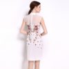 Women Chiffon Floral Embroidery Sweet short Pencil dress - Image 4