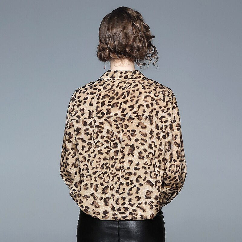 Women Chiffon new Leopard print loose blouse top Elegant Ladies shirt - Image 4