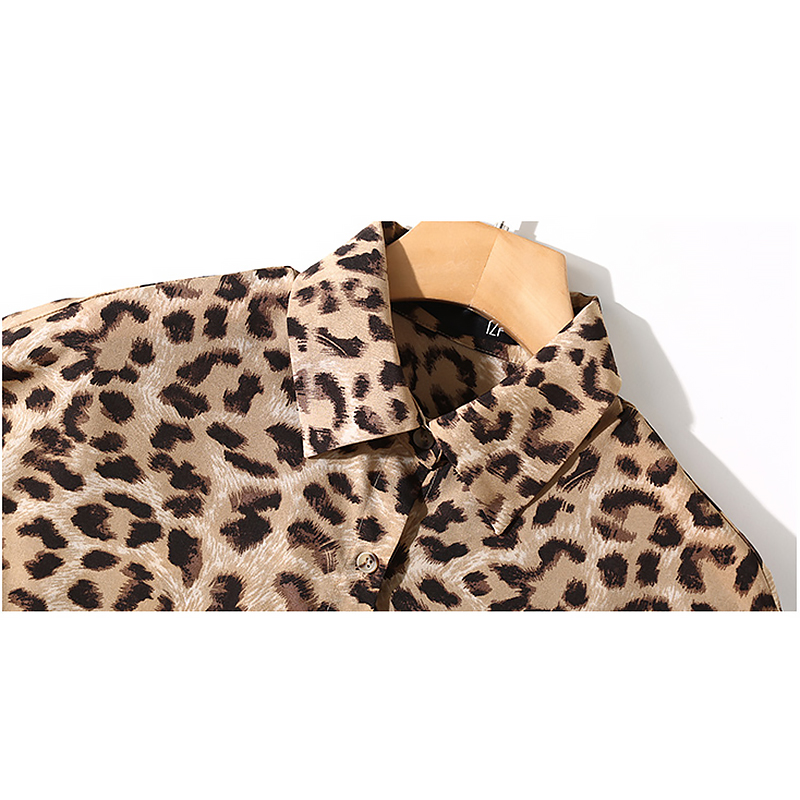 Women Chiffon new Leopard print loose blouse top Elegant Ladies shirt - Image 6