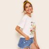 Women Clothing Casual White Short Sleeve Solid Stretchy Top - Image 4