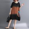 Women Cotton plus size Loose Boho O-Neck Casual Dress