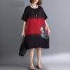 Women Cotton plus size Loose Boho O-Neck Casual Dress - Image 4