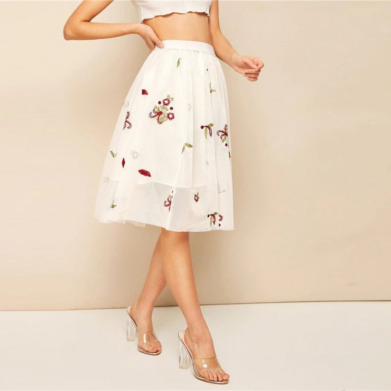 Women Elegant Aline High Waist Midi Skirt Ladies Skirt