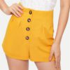 Women Elegant Button Front High Waist Shorts