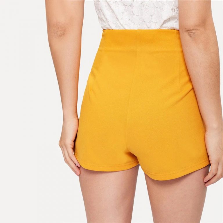 Women Elegant Button Front High Waist Shorts - Image 3