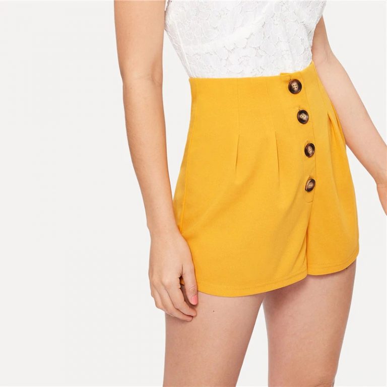 Women Elegant Button Front High Waist Shorts - Image 4