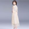 Women Elegant Mesh Chiffon Embroidery Sweet long  party dress - Image 3