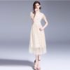 Women Elegant Mesh Chiffon Embroidery Sweet long  party dress - Image 4