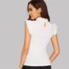 Women Elegant Solid Stand Collar T shirt - Image 3
