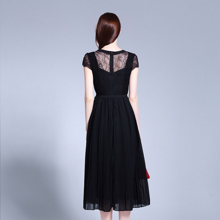 Women Elegant large size lace Chiffon fashion Patchwork dress - Image 3