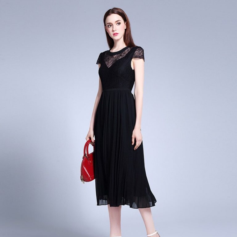 Women Elegant large size lace Chiffon fashion Patchwork dress - Image 4