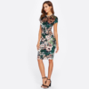 Women Floral Velvet Knee Length Elegant Pencil Dress - Image 4