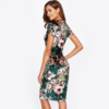 Women Floral Velvet Knee Length Elegant Pencil Dress - Image 2