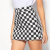 Women Glamorous Bodycon Mid Waist Plaid Skirt
