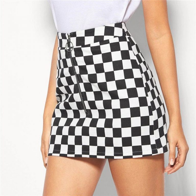 Women Glamorous Bodycon Mid Waist Plaid Skirt