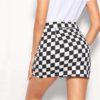 Women Glamorous Bodycon Mid Waist Plaid Skirt - Image 2