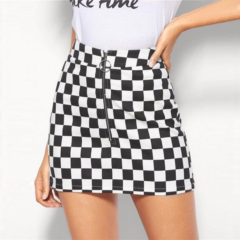 Women Glamorous Bodycon Mid Waist Plaid Skirt - Image 4