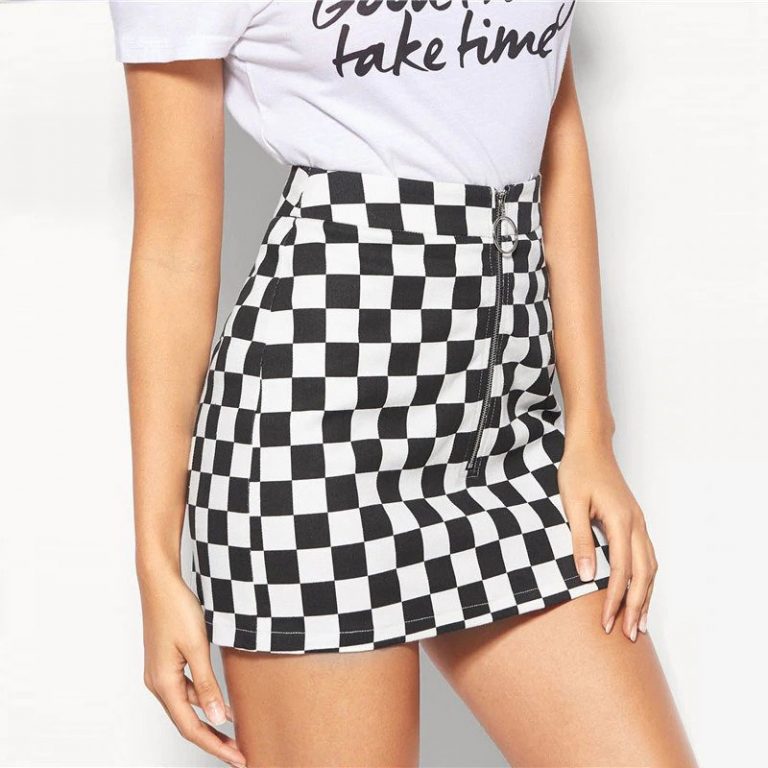 Women Glamorous Bodycon Mid Waist Plaid Skirt - Image 5