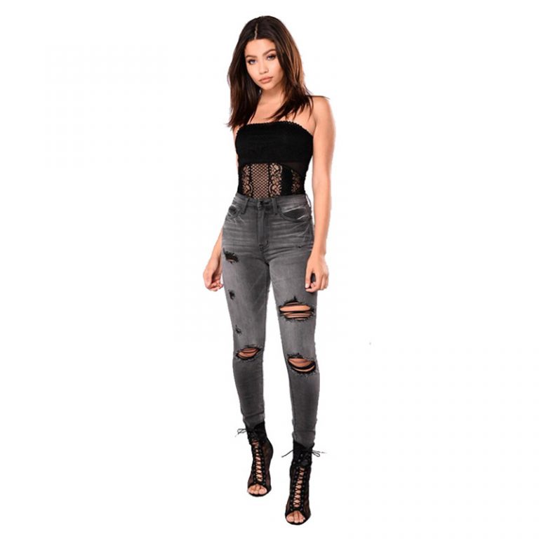 Women High Street Casual Pencil Pants High Waisted Jeans - Image 3