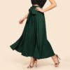 Women High Waist Plain Vintage Full Length Party Skirt