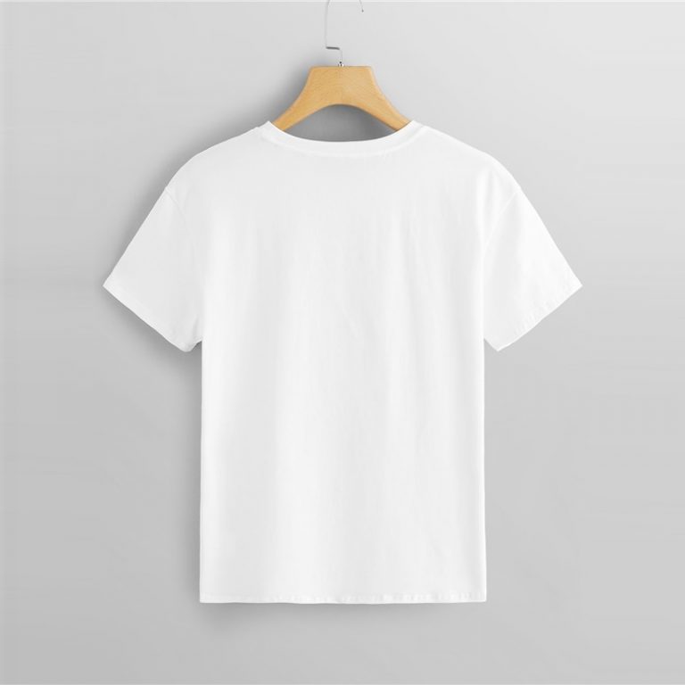 Women Highstreet White Rolled Up Sleeve Be Fearless Print Pullovers Tee - Image 3