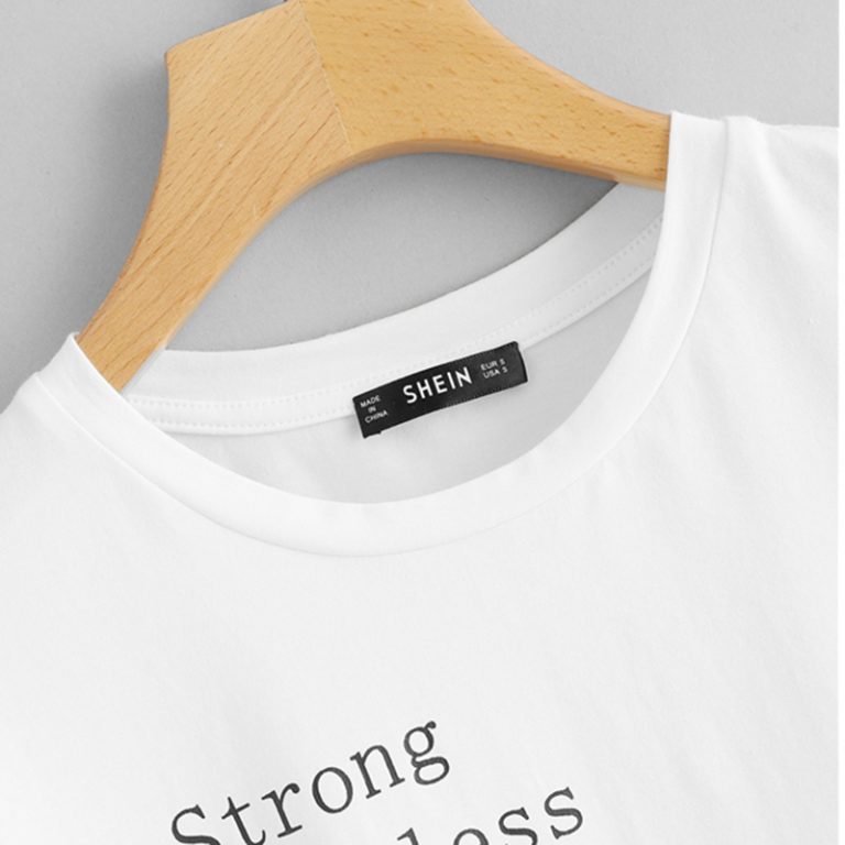 Women Highstreet White Rolled Up Sleeve Be Fearless Print Pullovers Tee - Image 5