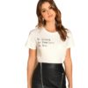 Women Highstreet White Rolled Up Sleeve Be Fearless Print Pullovers Tee