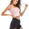 Women Knitted Button Up Bowtie Crop Top - Image 4