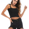 Women Knitted Button Up Bowtie Crop Top - Image 2