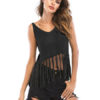 Women Knitted Tassel V Neck Sexy Crop Top - Image 6