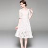 Women Lace Print Hollow Out short Dress  Holiday Party Dress - Image 3