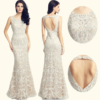 Women Long Lace Mermaid Evening Dress Open Back Formal Party Gowns