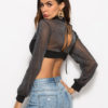 Women Long Sleeve Cut Out Lace Up Crop Top - Image 5