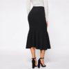 Women Mid Waist Solid Mermaid Workwear Bodycon Skirts - Image 3