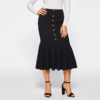 Women Mid Waist Solid Mermaid Workwear Bodycon Skirts