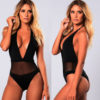 Women One-Piece Solid Halter Beachwear Swimwear - Image 3