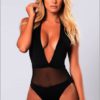 Women One-Piece Solid Halter Beachwear Swimwear