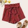 Women Paperbag Waist Slant Pocket Ditsy Floral Shorts