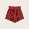 Women Paperbag Waist Slant Pocket Ditsy Floral Shorts - Image 5
