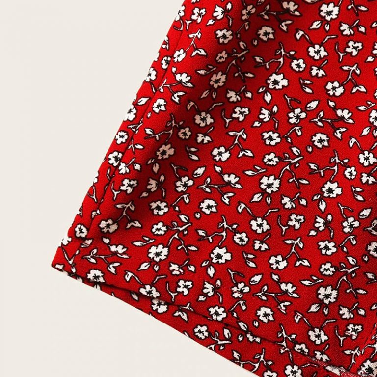 Women Paperbag Waist Slant Pocket Ditsy Floral Shorts - Image 4